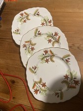 3 Vintage Mid Century Bone China Crown Regent Side Plates  ORANGE LILY PATERN