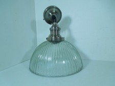 Pendant Light Fitting Ribbed Glass Retro / Industrial Style Dome Shape 24cm Dia