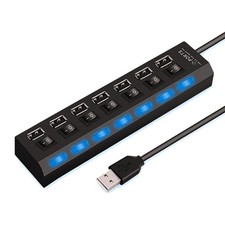 USB HUB 7 Port High Speed 2.0 USB Multi Splitter Desktop PC Laptop Adapter