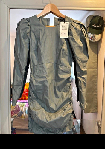 Zara green faux leather - leather, mini