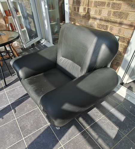 Black wide faux leather - black,