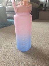 Water Bottle Ombre Plastic Drinking Bottle Straw Lid Reusable