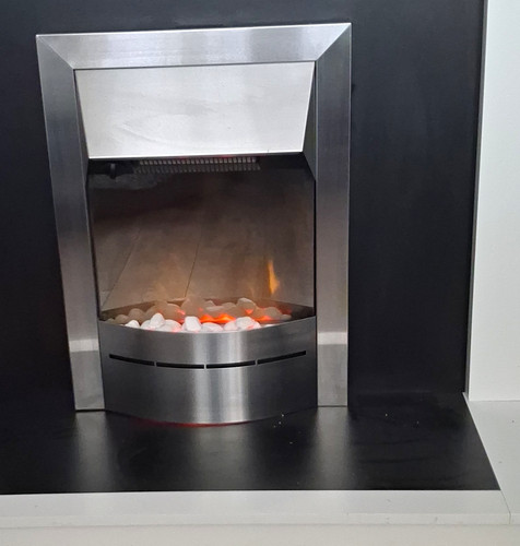 Inset brushed metal fireplace - inset,