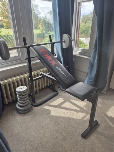 York fitness bench - york, bench,barbells