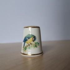 Royal Worcester Fine Bone China Blue Tit Bird Thimble Signed M. Suttons