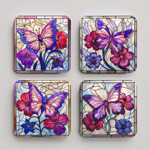 Set coasters stain - 4,