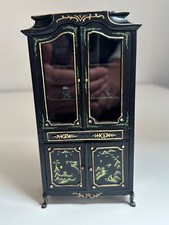 Dolls house miniature 1:12 hand painted black Oriental glazed dresser by JIAYI