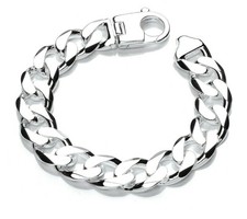Sterling Silver Men's Large Bracelet Curb Link LARGE Chunky 9 INCH