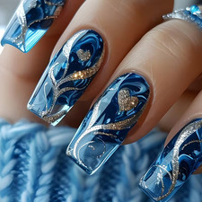 Press-On Nails Elegant Blue &