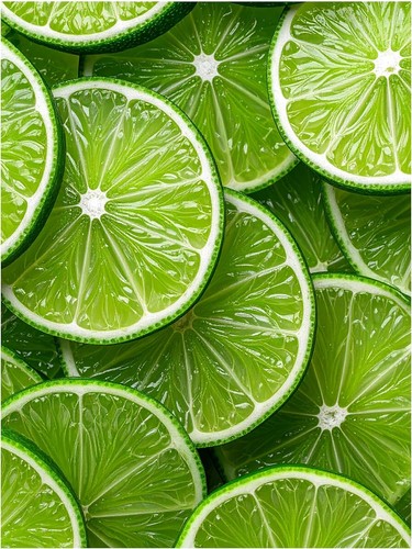 Tile mural green lime - lime, slices