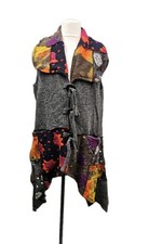 Sarah Santos Wool Blend Patchwork Sleeveless Jacket – Size M Boho Lagenlook Arty