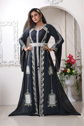 Black desinger wedding kaftan - black,