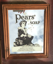 Vintage 1980's Pears Soap Advertising Mirror. 13.5" x 10.5". Wood Frame.