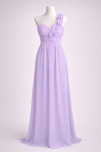 One shoulder chiffon dress - shoulder,