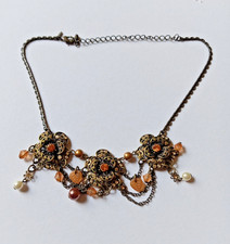 Vintage Metal Glass & Faux Pearl Avon Adjustable Necklace