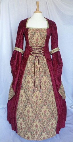 Red medieval wedding dress - red,