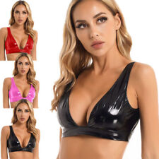 UK Womens PVC Leather Crop Bra