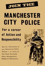 1955 POLICE RECRUITMENT MANCHESTER CITY A3 POSTER PRINT