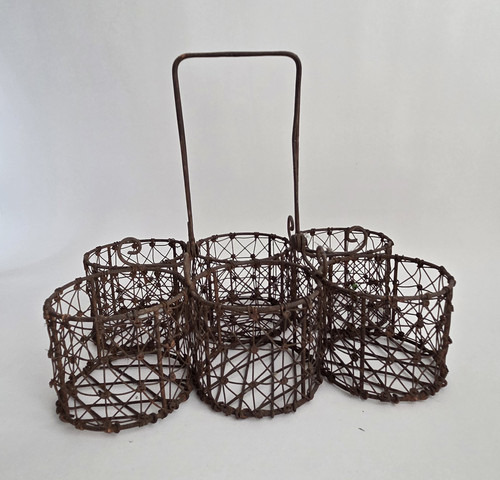 Vintage wire milk bottle - wire,