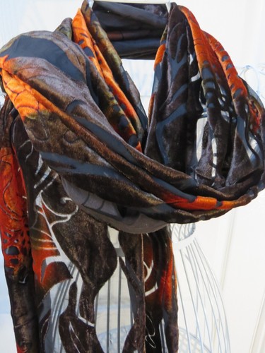 Silk velvet devore shawl - devore,