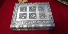 Indian Hammered Jewellery Box with Elephant Design.