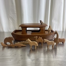 Vintage Scandinavian Wooden Noah’s Ark Hand Crafted Mid Century Danish Model Toy