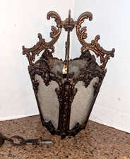 Vtg Brass Gold Hanging Lamp