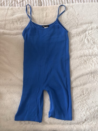 Blue zara ribbed playsuit - blue,