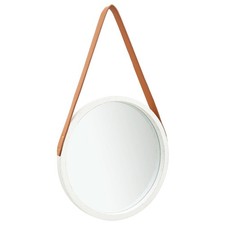 Wall Mirror with Strap Hanging Mirror Retro Decorative Bathroom Mirror vidaXL