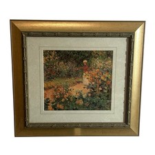 Vintage The Artists Garden at Giverny Claude Monet Art Print Mounted Framed