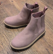 Girls Pink Suede HM Boots UK2