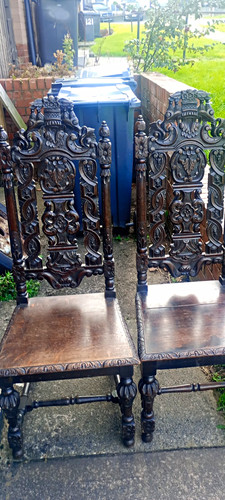 Pair antique carved - antique, back