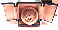 RARE   SWISS BOUDOIR STRUT CLOCK WITH A MOCK PENDULUM+BOX SOLD SPAIR OR REPAIR