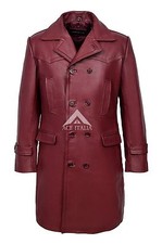 Men's 'WW2 GERMAN ' CHERRY ANILINE Cowhide Leather Marine Jacket Coat U-BOAT