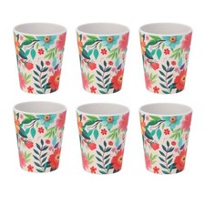 Set of Floral Melamine Tumblers | Colourful Reusable Picnic Cups - 350ml