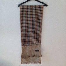 DAKS Check Pattern Scarf Fringed 100% Cotton