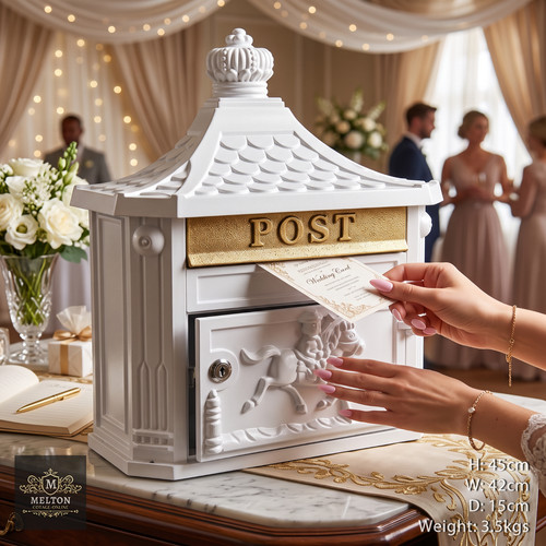 Wedding post box - box, white,