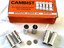 2x Cambist Metal Coin Tube Dispenser & Plastic Retainer Lip For £1 & 20p Coins