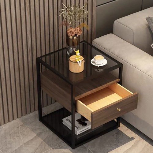 Tall tempered glass end table - end,