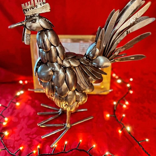 Metal rooster handmade - handmade, from