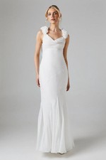 Coast Womens Maxi Dress Ivory Trailing Petal Shoulder Detail Chiffon Wedding