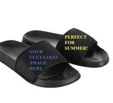 Size 9-11 Personalised Unisex Sliders. Any Badge, Design Or Image Can Be Used💫