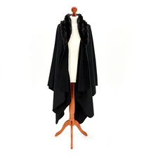 Tweedmill Black Fleece Ruana with Black Collar -