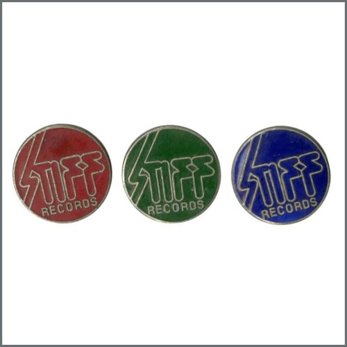 Stiff records promotional pin - records,