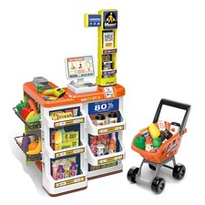 Supermarket Shop Counter Toy Pretend  Play Set Trolley Cart Food Lights & Sound