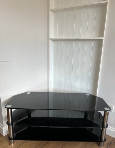 Black glass metal corner - glass, tv
