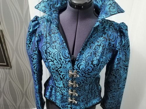 Turquoise black brocade - turquoise,