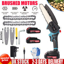 🔥2 Batteries 8'' 4000W Mini Cordless Chainsaw Electric One-Hand Saw Wood Cutter