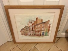 Listed Leeds Artist Catherine Aldred Large Framed Watercolour Park  Square Leeds
