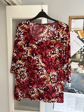 Kim & Co Red Black Floral Top 3/4 Sleeve 3XL